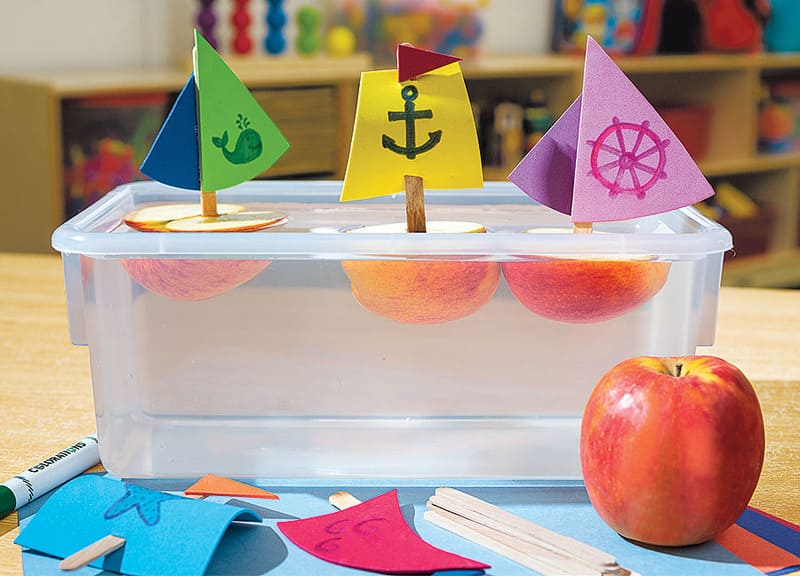 thí nghiệm STEM cho tới trẻ em thiếu nhi - dựng thuyền táo