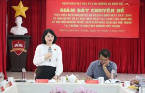 Đoàn giám sát do bà Nguyễn Thị Mai Thoa làm trường đoàn 