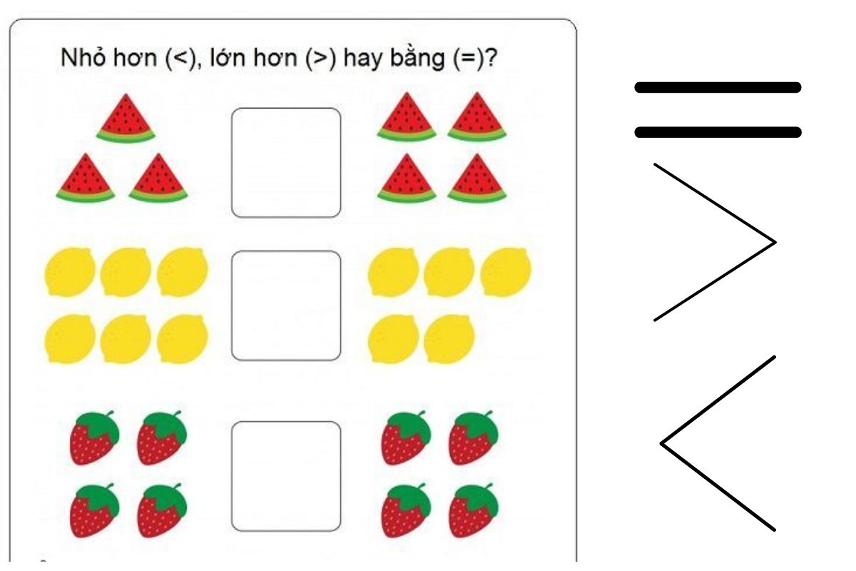 Bài tập Toán tư duy cho trẻ 5 tuổi dạng so sánh