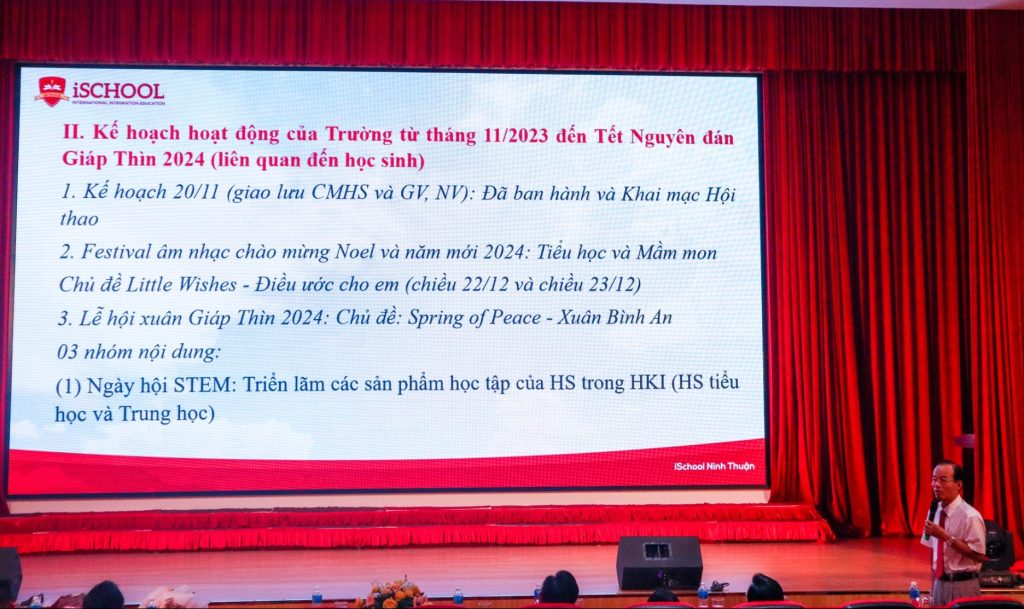 Thầy Phan Đức - Hiệu trưởng Trường Hội nhập Quốc tế iSchool Ninh Thuận chia sẻ kế hoạch hoạt động của trường