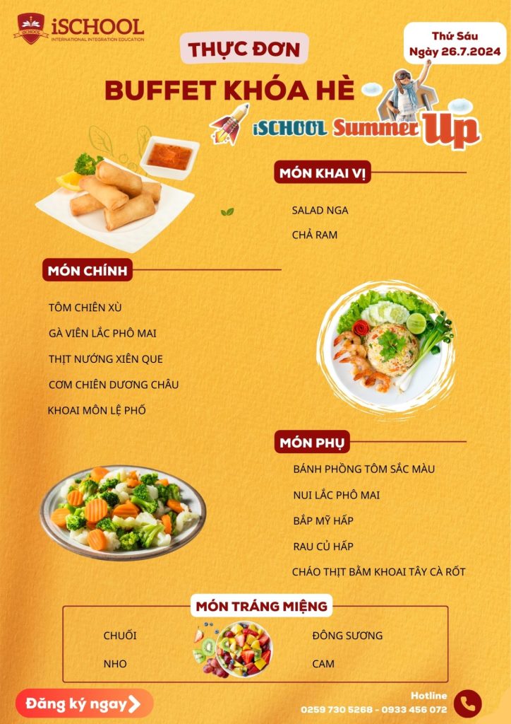 Menu Buffet khóa hè iSchool Summer Up