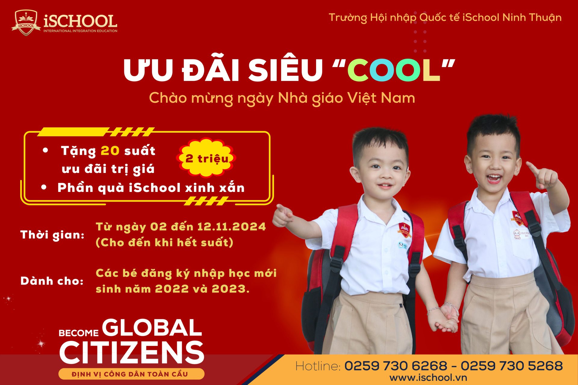 Chính sách ưu đãi tại iSchool Ninh Thuận tháng 11.2024