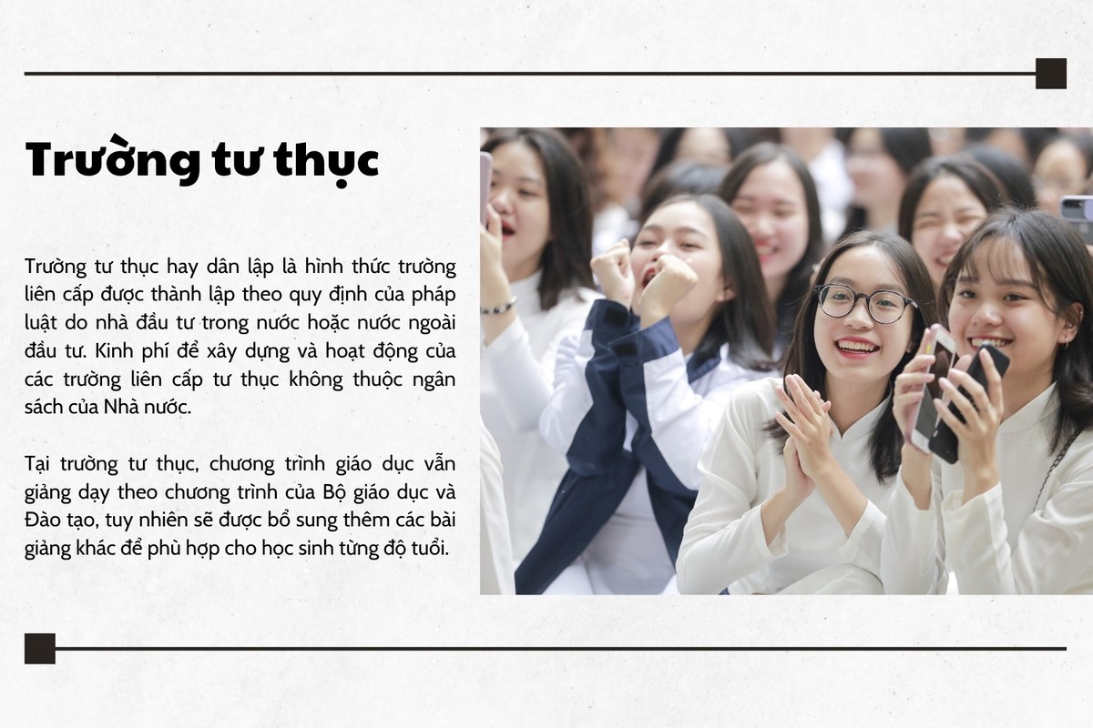 Trường tư thục - Mô hình trường học liên cấp