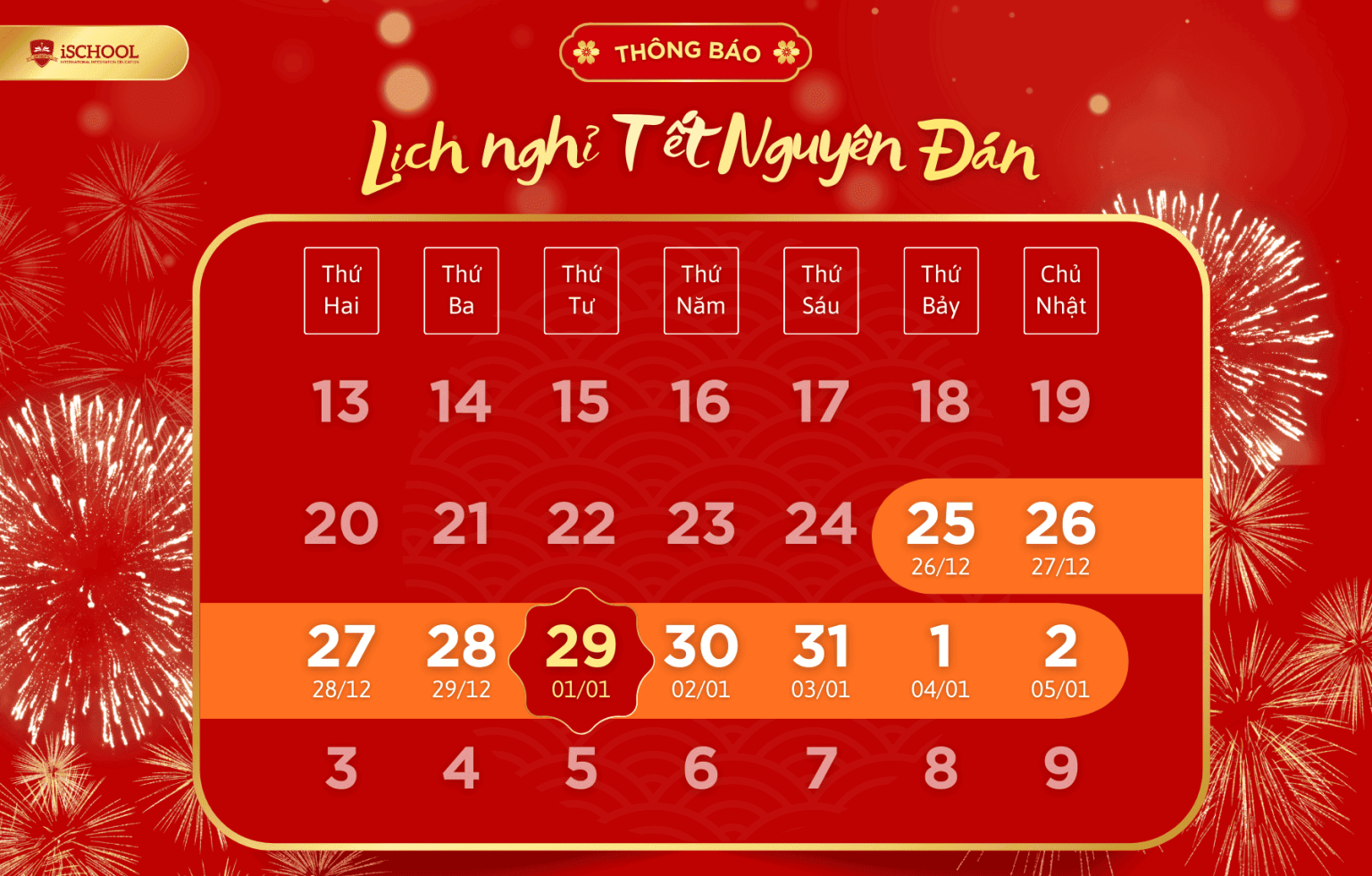 Lịch nghỉ Tết Âm Lịch 2025 (Tết Nguyên Đán) của học sinh 63 tỉnh thành công bố chính thức mới nhất