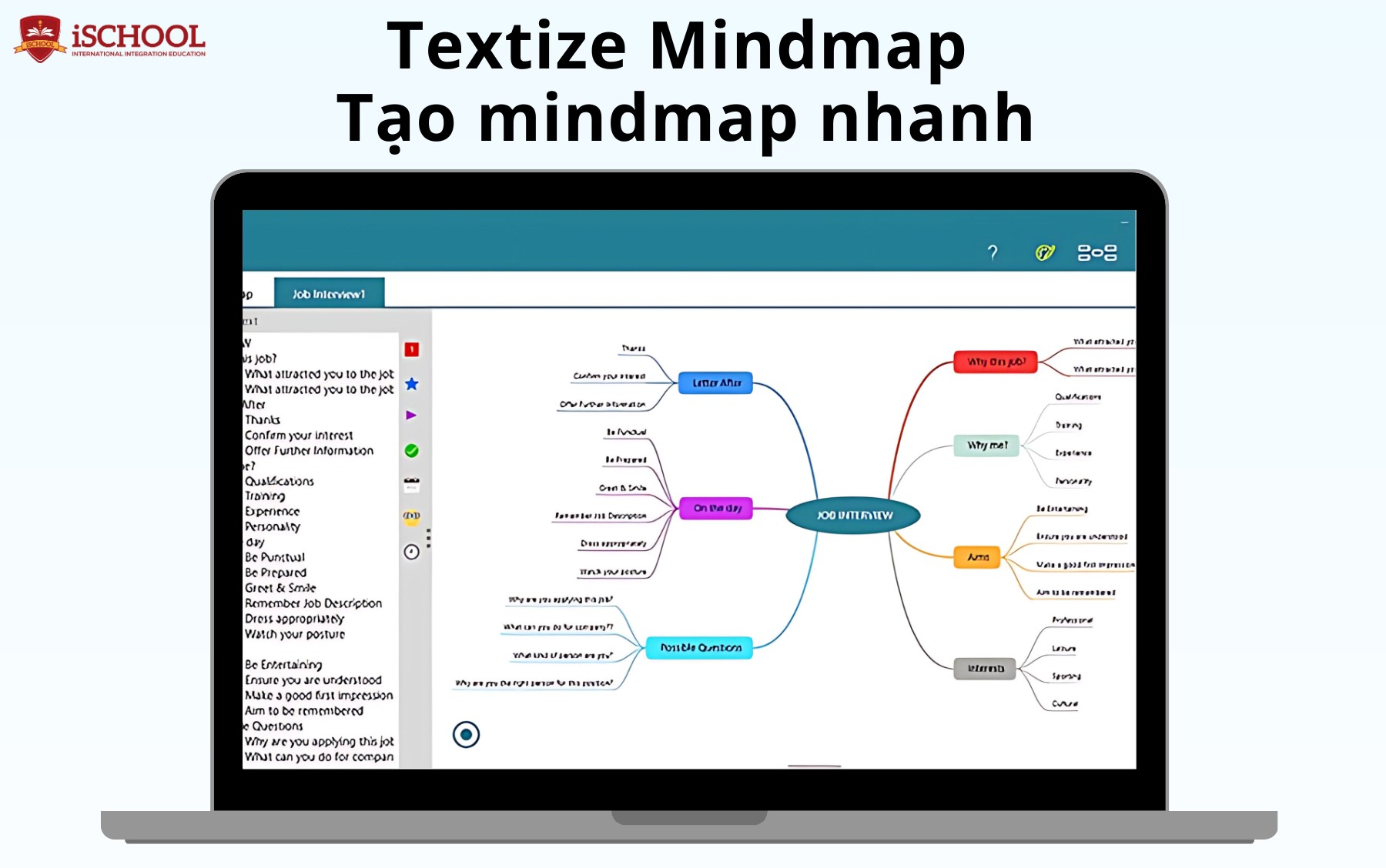 Phần mềm vẽ sơ đồ tư duy miễn phí Textize Mindmap