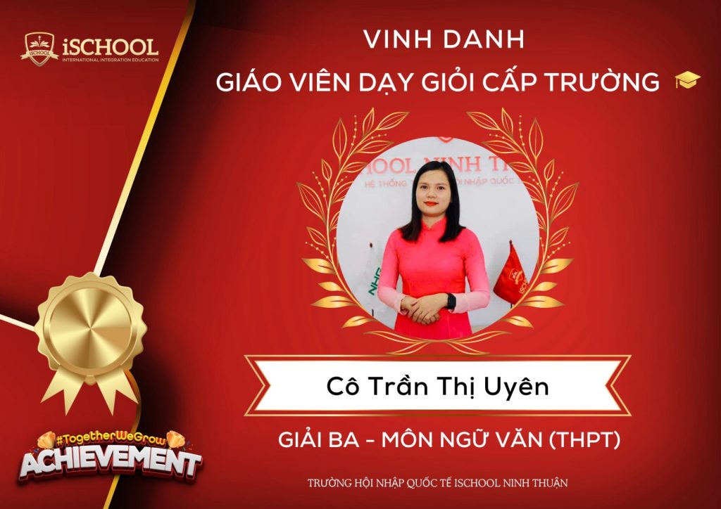Giáo viên Trường iSchool Ninh Thuận nhận giải tại Hội thi Giáo viên dạy giỏi cấp trường